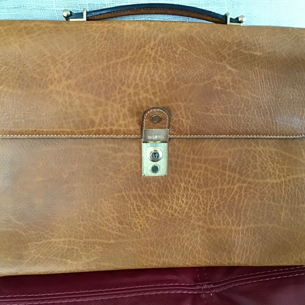 Authentic leather Gold Pfiel  Briefcase